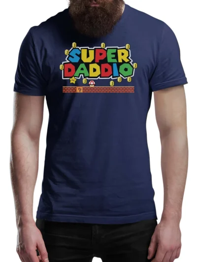 Fathers Day T Shirt SUPER DADDIO Gamer Dad Fun Gift Novelty T-Shirts