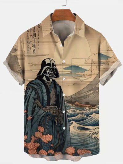 Star War Ukiyoe short sleeve pocket shirt