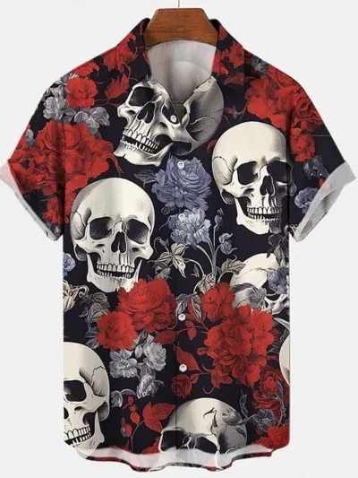 Skull Flower Hawaiian shirt