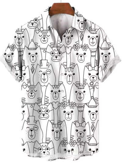 Fashion Cartoon Line Cat Pattern