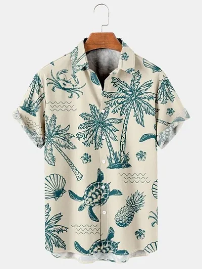 Hawaiian Turtle Short Sleeve Button-Up Men's Shirt